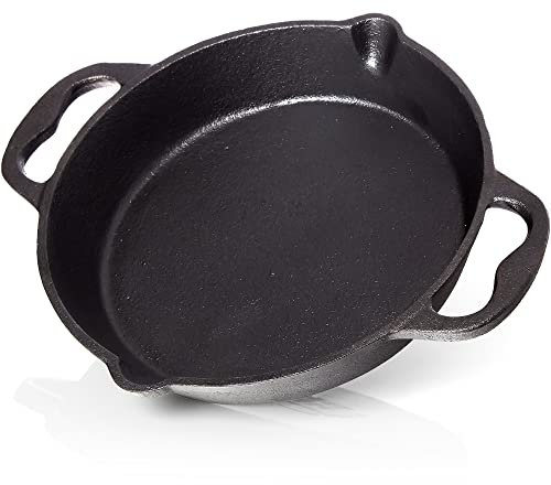 BBQ Nerd© - Padella in ghisa per grigliare, arrostire, friggere, Ø 20 cm, 1650 g, con beccuccio e manico, padella antiaderente, resistente al calore e mantiene il calore