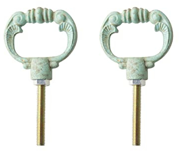 TentHome Kommodengriffe Vintage Schrankgriff Schubladengriff Shabby Möbelgriff Ring Retro-Knauf Landhaus Möbelknopf Möbelknauf 2 Stück (türkis 02)