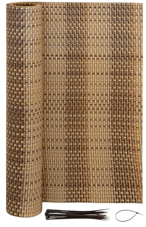 Jardinion Sichtschutzmatte Rattan Optik 1 x 5m Hellbraun | Sichtschutz Balkon ohne Bohren, Balkon Sichtschutz wetterfest, Sichtschutz Terrasse, Zaun Sichtschutz Rattan Optik