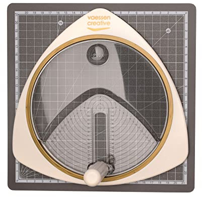 Vaessen Creative Kreisschneider mit Selbstklebende Schneidematte 24 x 24 cm – Papierschneidemaschine und Bastel Zubehör für Ausschneiden von Kreisen Ø2,5 – Ø15 cm aus Tonkarton, Pappe und Schaumstoff