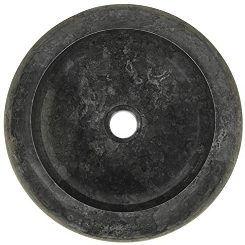 Tidyard Lavandino,Rotonddo,da Bagno,Toilette,Appoggio,in Marmo,Nero,40x12 cm,Lavabo da Bagno Appoggio,Lavandino Rotondo,Lavabo Rotondo,Lavandino in Marmo,Lavandino d'Appoggio