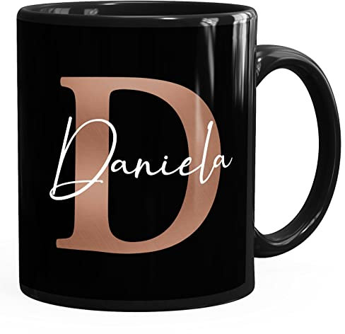 SpecialMe Kaffee-Tasse Monogramm mit Buchstabe Initiale personalisiert mit Namen persönliche Geschenke schwarz standard, 152488