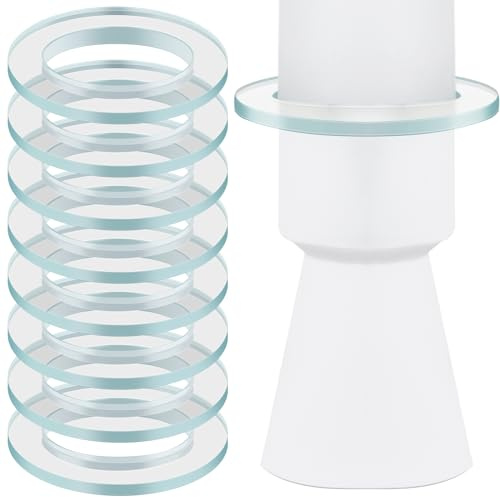 Zonon Set de 10 Attrape-Gouttes pour Bougies Protection Anti-Goutte pour Bougies Coniques Bobèches en Verre Anneaux en Verre pour Bougie Bougeoir Chandelier Communion, Rond, Transparent (4 cm)