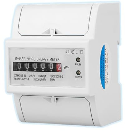 Compteur ¨¦lectrique single phase meter 220V Compteur Chantier Monophase d'¨¦nergie Compteur ¨¦lectrique Num¨¦rique sur Rail Sur DIN Rail 2 Ligne 4P Compteur Gewerbe, Industrie & Wissenschaft