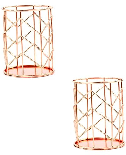 MAGICLULU 2stücke Schreibtisch Organizer Aus Eisen Für Stifte Und Make-up-pinsel Multifunktionaler Roségold Für Schule Büro Und Zuhause Stabil Und Stilvoll Hält Alles Ordentlich