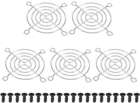 PATIKIL 60mm Fan Grill with Screws, 5 Pack Chrome Plated Iron Frame Ventilator Grill Protector Mesh Dustproof Case Cover for Computer PC, Silver Tone