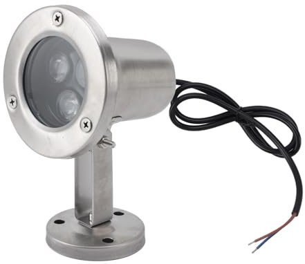 Haofy 3W LED-Edelstahl-Teichlicht, IP68 Wasserdichter Tauchstrahler für Springbrunnenpool, Energiesparender Sanfter Lichteffekt (Warmweiß)
