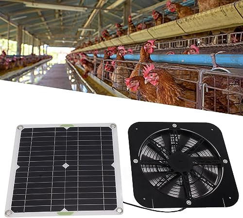 Topyond 13.5 Ventola Ad Energia Solare 100W Raffreddamento Rotondo per Serre, Pollai, Canili Kit Ventola a Pannello Solare Ad Alta Efficienza