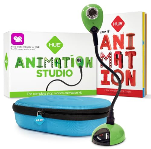 HUE Animation Studio: Complete Stop Motion Kit (Camera, Software, Book) for Windows/macOS (Green) with Carry Case
