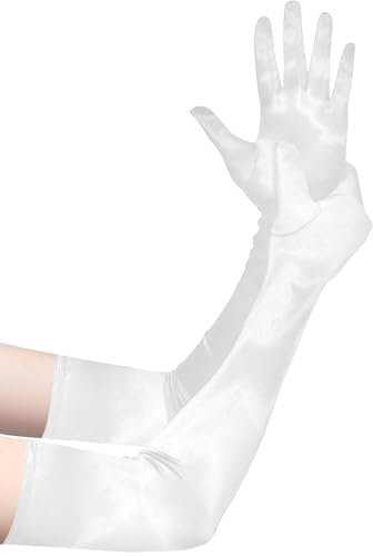 soodyoow 1 Paar Handschuhe Elegant Damen, Handschuhe Lang, Satin Classic Abendhandschuhe, 1920er Handschuhe für Classic Opera Party HalloweenKarneval Kostüm