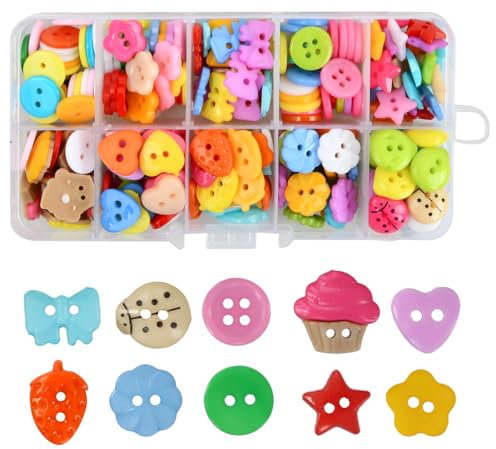 240 Stück Bunte Knöpfe, Bunte Knöpfe Verschiedene Größen, Bastelknöpfe Kinder, Nähzubehör In 10 Formen Mit Aufbewahrungsbox, Für Nähen, Handwerk, Scrapbooking, Diy Und Geschenk Deko