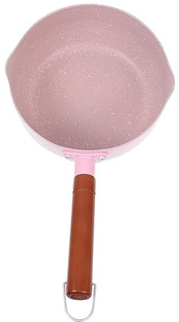 Amosfun Marmite à Lait 18 Cm Rose En Aluminium Manche En Bois Isolant, Résistance Haute Température, Cuisson Rapide, Pot Pour Bébé La Cuisine Quotidienne Sans Couvercle
