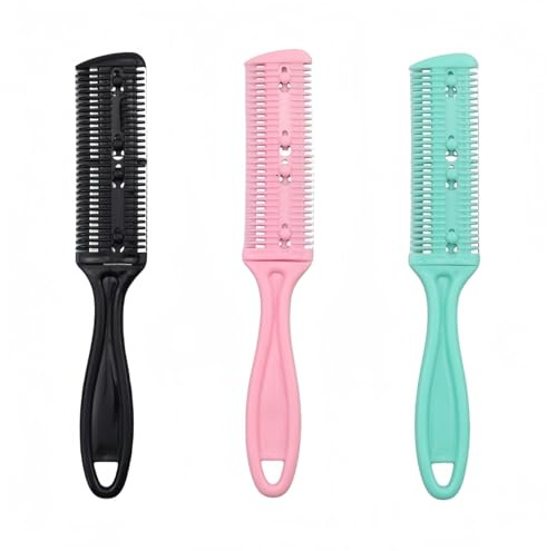 Razor Comb Hair Razors for Cutting Hair with Double Edge 3 Pcs Split Ends Hair Trimmer Hair Cutting Razor Combs Tools Hair Thinning Scissors for Women and Men, Thinning Shears for Hair Cutting Tool