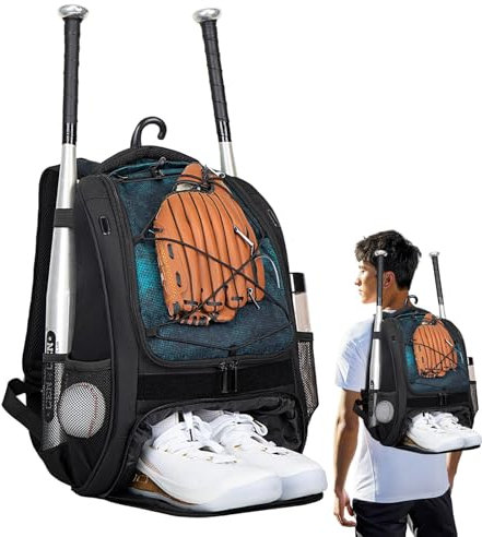 Baseball Backpack - Softball Backpack Kids Baseball Bag with Shoe Compartment,Large Capacity Youth Baseball Backpack for Bats, Helmets, Youth and Adults