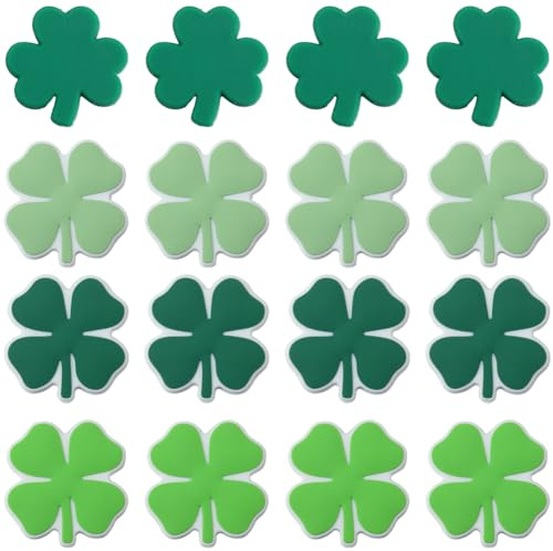 SUNNYCLUE 20 Stücke 4 Stile Vierblättriges Kleeblatt Perlen Glücksklee Perlen Großes Grünes Glück 3 4 Blätter Lose Spacer St. Patrick'S Day Silikonperlen Für Armbänder Perlen Schlüsselanhänger Passend