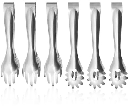 6-Piece Food Tongs, Stainless Steel Food Tongs, Barbecue Tongs, Salad Tongs, Suitable for Parties, Buffets, Dinners, Etc.