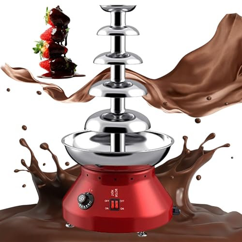 Fontana di Cioccolato Commerciale, Torre per fonduta di Cioccolata Calda a 4/5 Livelli, Macchina per Il Riscaldamento del Cioccolato in Acciaio Inossidabile di Grande capacità 1800/3000 ml 5-Tier