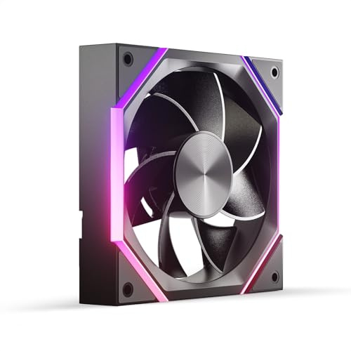AsiaHorse RGB PC-fläkt, 120 mm, omvänd fläkt [HDB] 61,5 CFM/2000 RPM/2,16 MMH2O, ARGB fläkt 5V3PIN, ARGB och 12V4PIN PWM-fläkt, 50 000 timmars livslängd Nyota-A12-R-svart