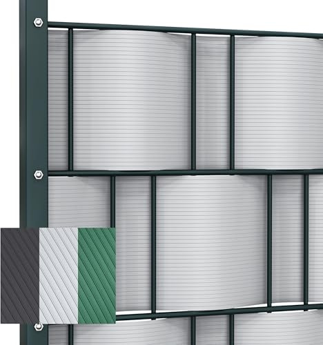paramondo PVC Sichtschutzstreifen Hart, Kürzbar für gängige Zäune, UV-stabil, Wetterfest und Blickdicht,10er Set,19 cm x 252,5 cm, Grau