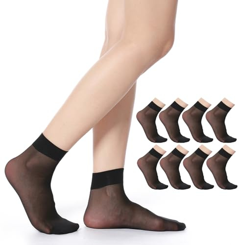 G&Y 9 Pairs Sheer Ankle Socks,Low Cut Thin Nylon Stockings Socks for Women Summer (UK, Alpha, One Size, Regular, Regular, 9 Pairs Black)
