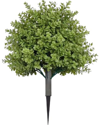 champracer Buchsbaum Künstlich mit Erdspieß 45cm Kunstpflanzen außenbereich UV-Beständig Immergrün Sträucher Kunstpflanze Kunststräucher für den Außenbereich Front Veranda Garten (1 Stück,B)