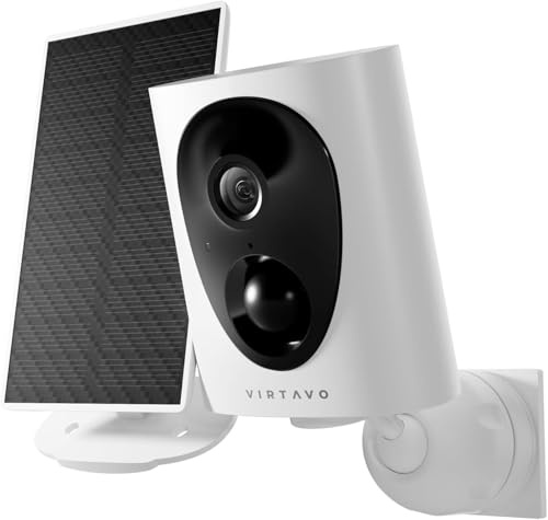 VIRTAVO SF1 2K Solar Security Camera Outdoor Wireless, Starlight Colour Night Vision, Smart PIR Motion Detection, Two-Way Audio, No Monthly Fees for Home Security