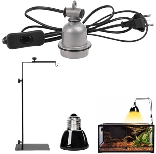 Lot de douilles de lampe pour reptiles, cage d'habitat, douille de lampe chauffante avec câble, support de lampe chauffante, lampe chauffante en céramique, pour tous les reptiles, tortues, geckos