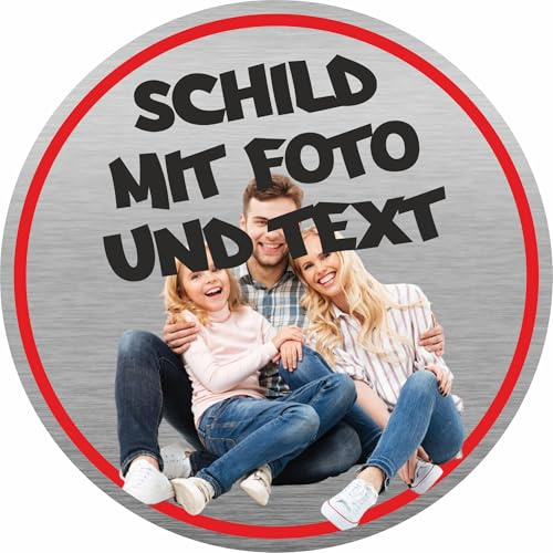 Jintora Ltd. - runde Aluverbundplatte personalisiert Ø 20 mit Foto und Text - Schilder selbst gestalten - als Wanddekoration, Geschenk, Türschild für personalisierte Geschenke