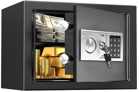 CDC DIGI 25L Safe and Lock Box, Money Cash Deposit Box, Safety Box with Digital Keypad with 2 Keys,Wall or Cabinet Anchoring Design for Home Office Jewelry Medicines, with Fireproof Pouch