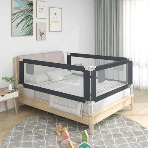 Genérico Barandilla de Seguridad Cama de niño Tela Gris Oscuro 90x25 cm,Bebés y niños pequeños,Protección para el bebé,Barandillas de Seguridad,Gris,2.37 KG,10225