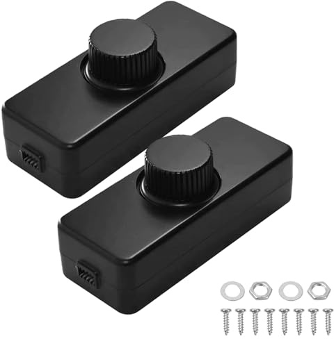 Interruptor regulador de intensidad LED, 2 unidades, regulador de intensidad para lámparas LED para lámparas LED de 230 V, regulador de intensidad de cable, interruptor giratorio AC 220-240 V, 50 Hz