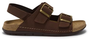 Scholl Aberdeen, Sandali uomo a due strappi con fibbia regolabile e cinturino posteriore regolabile, Soletta con tecnologia Memory Cushion - Marrone - 47 EU