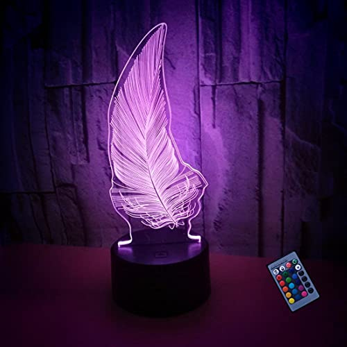 Optische Täuschung 3D Feder Nacht Licht 16 Farben Andern Sich Fernbedienung USB-Strom Touch Schalter Dekor Lampe LED Lampe Tisch Kinder Brithday weihnachten Geschenk