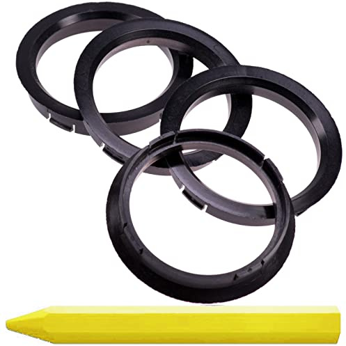 4X Zentrierringe Schwarz 72,5 mm x 63,4 mm + 1x Reifen Kreide Fett Stift