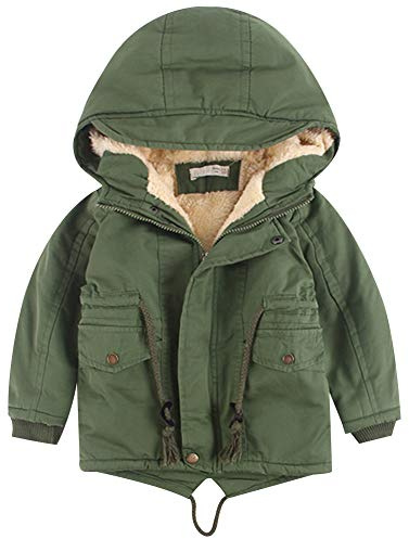 amropi Niños Chico con Capucha Anorak Invierno Chaqueta Forro polar Cálido Abrigos (Verde,4-5 años)