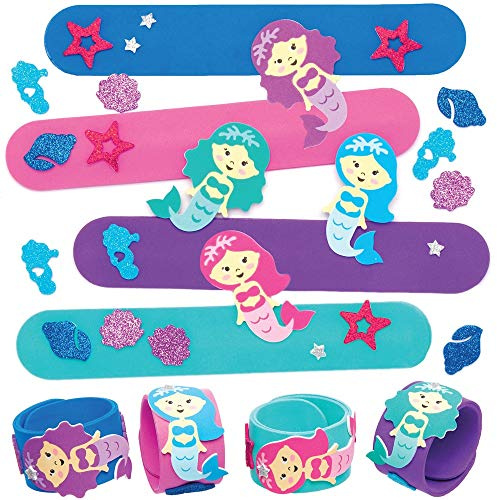 Baker Ross Pulseras con Cierre a Presión con Sirena AT713 (paquete de 4) para bolsas de fiestas o juguetes para niños, surtidos