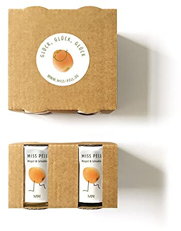 4 Frankfurter Mispelchen MISS PELL MINI Mispel & Calvados-Mischung trinkfertig im Glas als Geschenk-Set