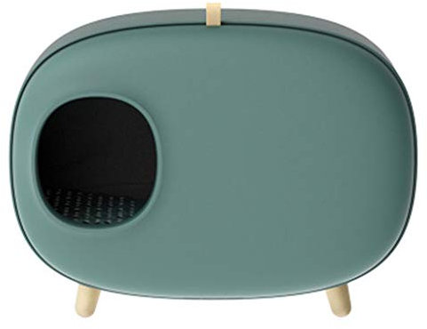 QIAOH Toilette per Gatti, Lettiera Chiusa per Gatti Autopulente con Cassetto Estraibile, Anti-Splash Deodorante Semichiusa Lettiera Vassoio Box Cat