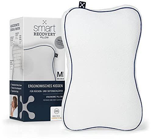 smartsleep® smart Recovery Pillow – Ergonomisches Nackenstützkissen aus Visco-Schaum mit Kopfmulde – Orthopädisches Kissen für Rücken- & Seitenschläfer – Formstabiles HWS-Kopfkissen