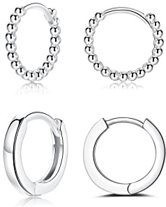 Creolen Silber 925 Ohrringe Rosegold Silber Schwarz Gold Ohrringe set Klein Creolen Helix für Damen Herren Mädchen (8mm/10mm/12mm)
