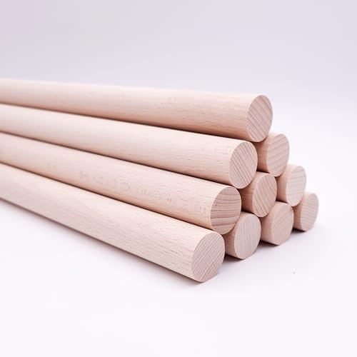 JOWE 10 Stk Rundstab aus Buche 10mm, Länge 100 cm - glatte Holzstäbe aus Buche - Made in Austria