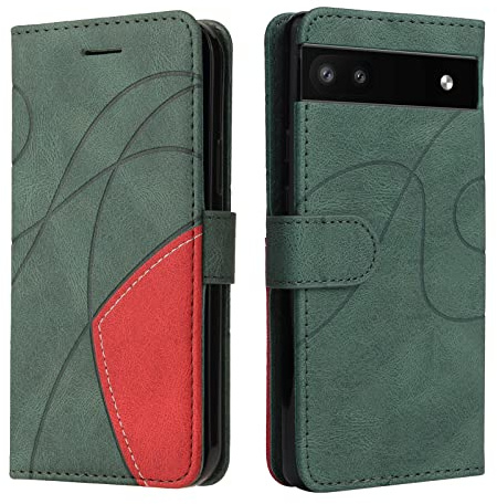 CXTcase Handyhülle für Google Pixel 6a 6,1, Flip PU Leder Hülle Cover, Modisch Flip Case für Google Pixel 6a Handytasche Schutzhülle, Grün