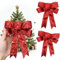 3 Piezas Lazo de Navidad, decoración de lazos de árbol de Navidad,Adornos de Arco de Navidad,adornos de lazo de cinta de Navidad para decoración de árbol de Navidad