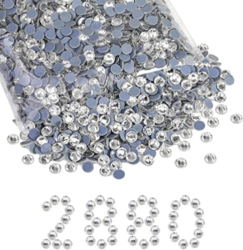Beadsland Hotfix Strasssteine Bulk,Kristall Weiss,SS30/2880pcs,6.3-6.5mm | Klare Strasssteine für textilie,Glasmaterial,für Kleidung,Kunsthandwerk,DIY Dekoration