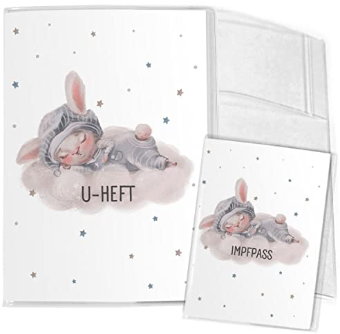 Mikalino Hülle für U-Heft und Impfpass personalisiert Niedliches schlafendes Schäfchen (Name, Datum) Untersuchungsheft SET Impfpasshülle & Schutzhülle, Grösse:U-Heft Set 3-teilig, Farbe:7032_Schaf