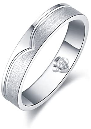 Eheringe Platin, Ring Vintage Weißes Gold Einfacher Kreis Eheringe Verlobung Geschenke für Frauen Größe 53 (16.9)