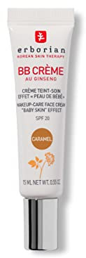Erborian - BB Crema de Ginseng - Crema Perfeccionadora 5-en-1 - Cuidado con efecto piel de bebé 5-en-1 para el rostro con SPF 20 - Cosmético Coreano - Caramelo - 15 ml
