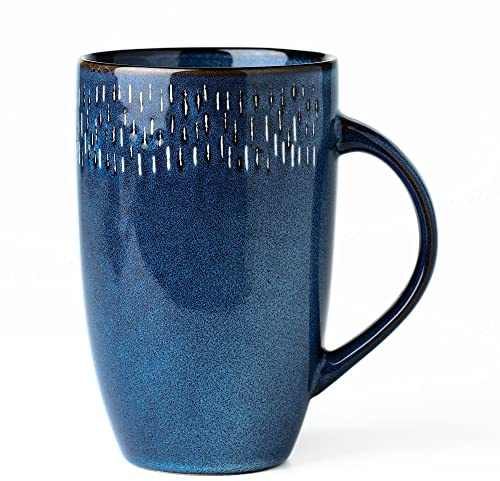 masoline 235 ml stora keramiska kaffemuggar, extra stora te- och kaffekoppar, design med stort handtag, stor kaffemugg för kontor och hem, mikrovågsugn och diskmaskinssäker. (23 Oz stjärnblå)