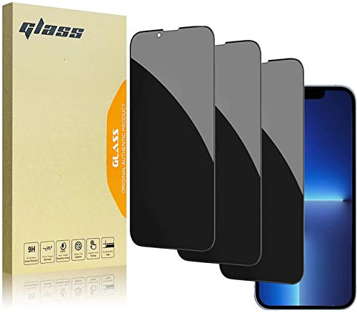 3 Stück Sichtschutzfolie für iPhone 13 Pro Max 6,7, Full Screen Blickschutzfolie Privatsphäre Sichtschutz Schutzfolie, 9H Härte Anti-Spähen Gehärtetes Glas Displayschutzfolie für iPhone Pro Max