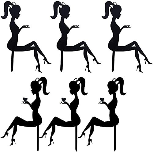 Reionppy 6 Stück High Heels Muster Geburtstag Kuchen Dekoration Kuchen Topper (schwarz)